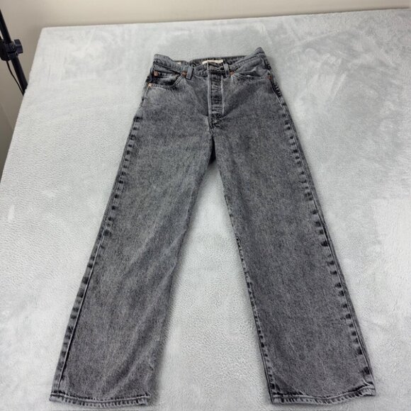Levi's Ribcage Straight Grey Denim Jeans Women's Size 27x25 - Picture 4 of 13